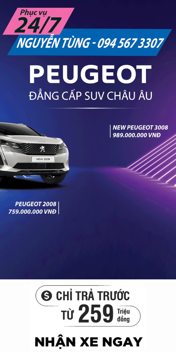 Bang gia xe peugeot