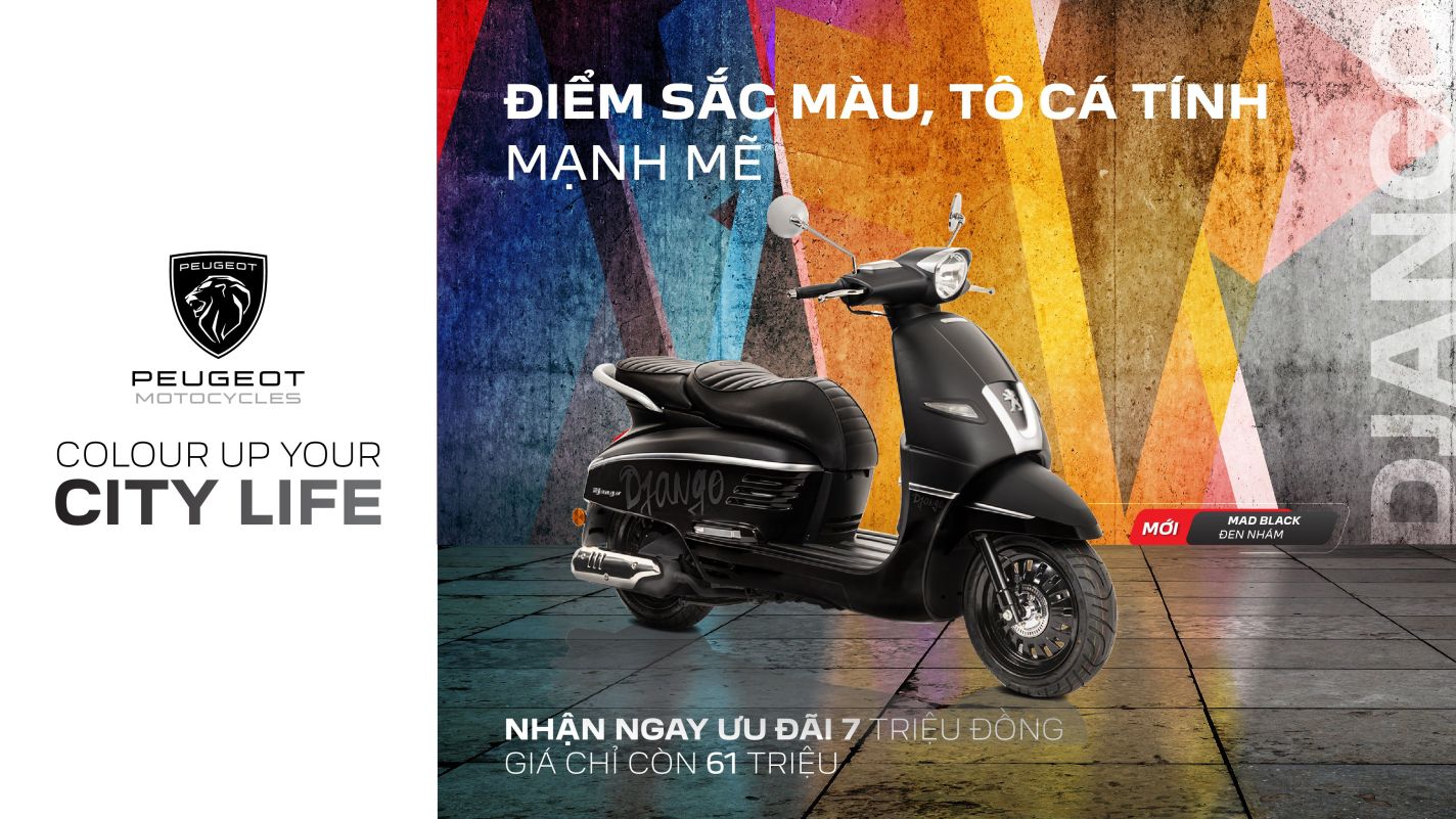 Xe máy Peugeot Django màu đen nhám