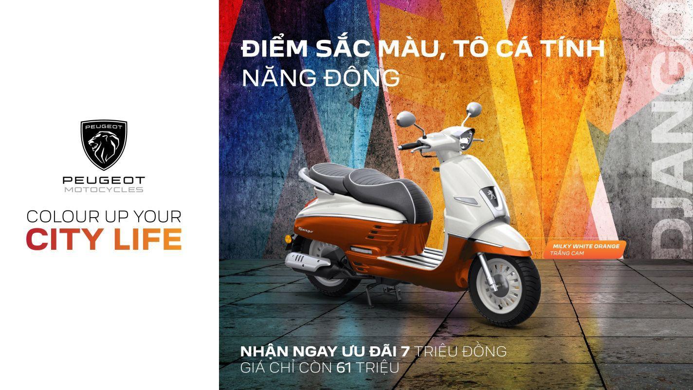Xe máy Peugeot Django màu Cam-Trắng