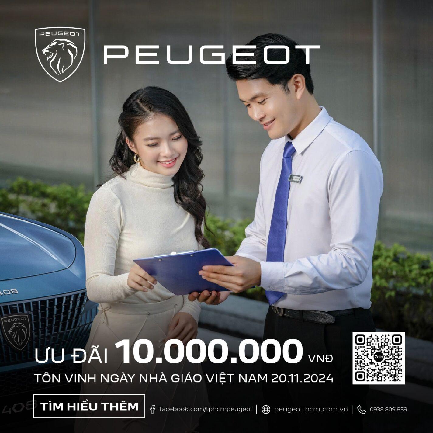 Read more about the article PEUGEOT ƯU ĐÃI 10 TRIỆU ĐỒNG TRI ÂN NHÀ GIÁO TRONG THÁNG 11/2024!