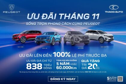 Bảng giá xe Peugeot mới nhất tháng 11/2025