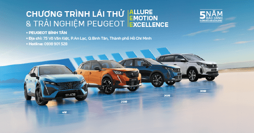 ROADSHOW KẾT HỢP LÁI THỬ & TRẢI NGHIỆM CÁC DÒNG XE PEUGEOT | THÁNG 5