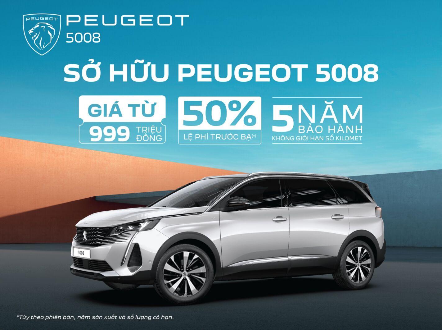 XE PEUGEOT 5008 VỚI ƯU ĐÃI KÉP – GIÁ TỪ 999 TRIỆU ĐỒNG